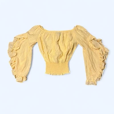 Top corto con volantes amarillo hada talla S manga campana rampage Y2K grunge boho Foto 1 de 4
