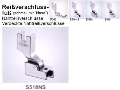 DRITTHERSTELLER AUS ASIEN 1 Nähmaschinenfuß zum Einnähen verdeckte Reißverschlüsse S518NS !! #Spkk!!