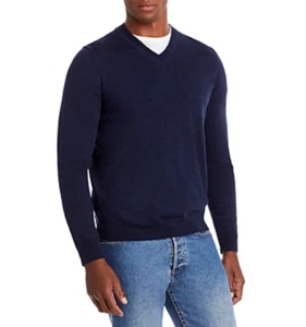 The Men's Store V Neck Merino Wool Sweater Steel Blue Size L 3220 - Picture 1 of 2
