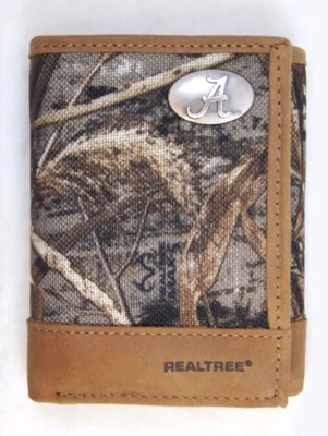 Alabama Crimson Tide Trifold Realtree Max-5 Camo & Leather Wallet w/ Concho NCAA - Image 1 of 4