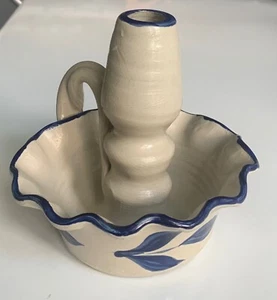 WILLIAMSBURG POTTERY Candelabro HOJAS AZULES Candelabro Cobalto Floral EE. UU. - Imagen 1 de 7