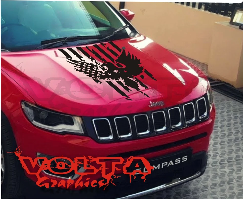 Calcomanía de vinilo para capó compatible con Jeep Compass - Gráfico Eagle American Flag Foto 1 de 1