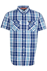 Superdry Washbasket Freizeithemd Shirt Regular Fit Kurzarm Kariert Blau L XL - Picture 1 of 4