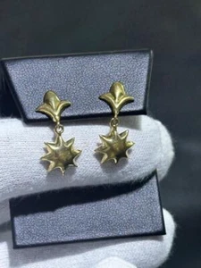 Pendientes colgantes de diseño girasol con candelabro de oro amarillo de 14 K regalo - Imagen 1 de 8