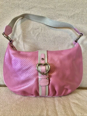 Bolso de hombro pequeño de cuero rosa de diseñador Lovcat Paris corazón Foto 1 de 4