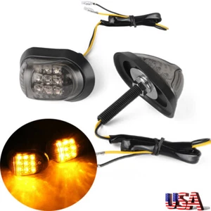 2X LED Motocicleta Montaje empotrado Luz de señal de giro Indicador Intermitente Ámbar Negro EE. UU. - Imagen 1 de 9