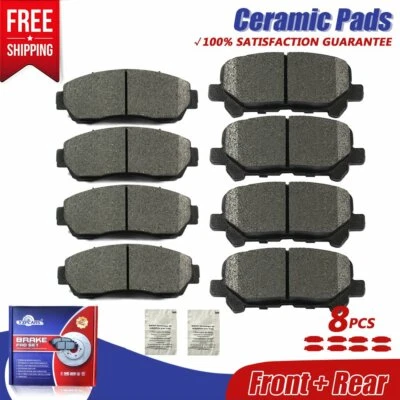 Conjunto de pastilhas de freio dianteiras + traseiras de cerâmica qualidade premium para 2011-2017 Honda Odyssey - Imagem 1 de 4