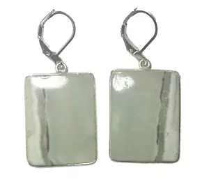 Natural Stone Hemimorphite Dangle-Drop in bezel Silver Leverback Earrings (738G) - Picture 1 of 11