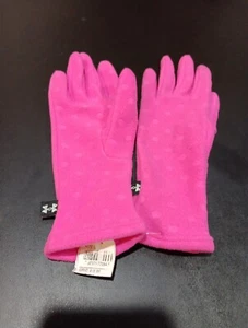 Under Armour Fleece Gloves Pink Dot Girl's Youth Large New - Picture 1 of 7