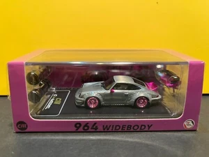 1/64 CM MODEL PORSCHE 964 WIDEBODY PINK METALLIC WITH EXTRA WHEELS CHASE CAR - Picture 1 of 5