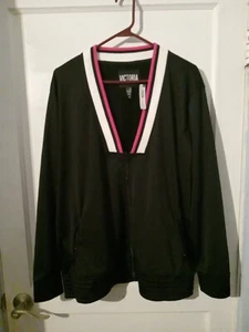 VICTORIA’S SECRET Victoria Sport Track Jacket Large Black Striped New With Tags - Picture 1 of 5