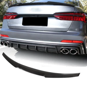 Carbon Fiber Rear Trunk Spoiler Wing Fit For Audi A6 C8 Sline S6 Sedan 2019-2023 - Picture 1 of 12