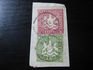 WÜRTTEMBERG DEUTSCHE LÄNDER Mi. #18x & 19x seltene gebrauchte Briefmarken am Stück! CV 420,00 € - Bild 1 von 3
