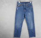 Levis Jeans Womens 25 Blue Denim Straight Red Tab Button Up Jeans Ladies 26X25