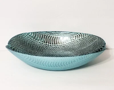 "Cuenco decorativo turco / pintado al revés verde azulado y bronce 12,5"" L" Foto 1 de 4