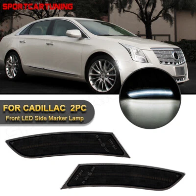 Smoke Lens White LED Side Marker Lamps Pair For 2013-2017 Cadillac XTS Sedan 4D Foto 1 de 4
