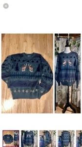Vintage Pendleton 80s 90s Deer Buck Antlers Embroidered Wool Sweater Large - Picture 1 of 8