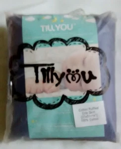 TILLYOU Crib Bed Skirt Dust Ruffle, 100% Natural Cotton, Nursery Crib Navy Blue - Picture 1 of 3