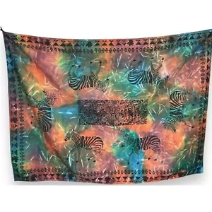 Handmade Tablecloth Africa Zebra Tablecloth Dyed Rectangular 75" x 55" Colorful - Picture 1 of 13