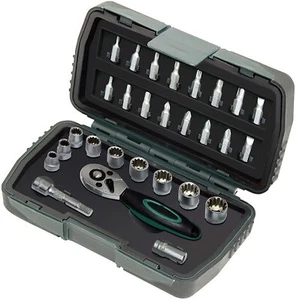 MANNESMANN M29185 - Juego de llaves de vaso gear lock con carraca 1/4" , 28 pzs - Imagen 1 de 1