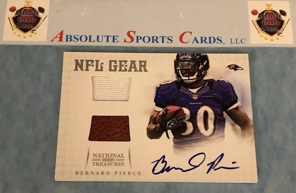 2012 National Treasures BERNARD PIERCE Rookie RC Dual Patch Auto | SP /49 Ravens - Image 1 of 4