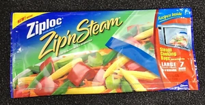 1 Pk Ziploc Zip N Steam Cooking Bags Microwave Large 7 Bags 10 in. X 10 in. NOS - Picture 1 of 5