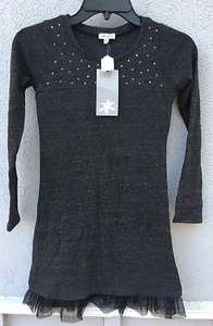 $90 NWT Splendid Brand Long Sleeve Solid Gray Studded Top  Lace Bottom Girls  - Picture 1 of 3
