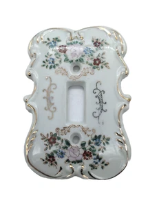 Vintage Arco Single Light Switch Plate Cover Floral w/Gold Victorian Design-Used - Picture 1 of 6
