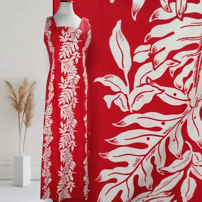 Maxi Vestido Vaina Vintage Royal Creations Talla M Estampado Hoja Roja Cuello Cuadrado Abertura Foto 1 de 4