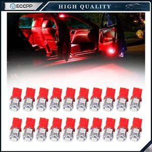 20 PCS Wedge T10 5SMD Red LED Interior Dome/Map/Trunk/Gauge Light bulbs 12V Car