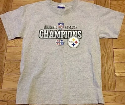 NFL Pittsburgh Steelers Juvenil Super Bowl Camisa Talla L 12-14 Gris Reebok Foto 1 de 4