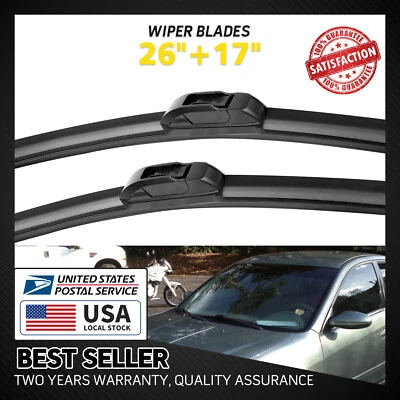 Front Windshield Wiper Blades Pair 26"+17" All Season For Acura TLX 2015-2016 - Imagem 1 de 4