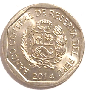 2014 1 Nuevo Sol Coin Peru Nickel Brass - Picture 1 of 2