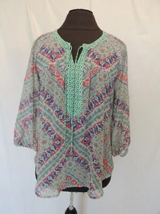 Fig and Flower Gr. S Tunika Top Shirt transparent Spitzeneinsatz hinten Bauern Boho Top - Bild 1 von 3