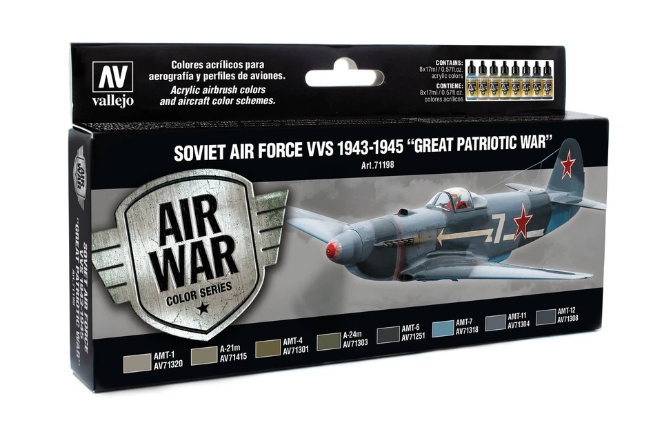 ACRYICOS VALLEJO, S.L (161,76€/1l) Vallejo Modell Set - Soviet Air Force VVS 1943 to 1945 - 571198 8x1