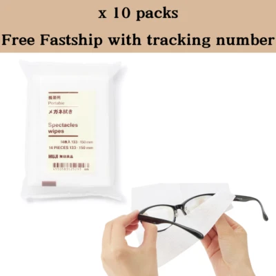 Pack MUJI Portable Spectacles Wipes Clean Computer Mobile Phone Screen x10 USPS - Image 1 of 4