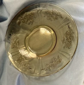 Lotto 6 Piattini Vintage Oro/Ambra Vetro Depressione 6" Cavolo Rosa - Foto 1 di 11