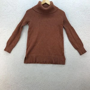 Time and Tru braun Viskose Mischung Luxus hochgeschlossen Strick Pullover Damen Gr. UK S - Bild 1 von 16