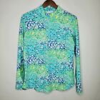 Icikuls Womens 1/4 Zip Pullover Cooling Sun Shirt Size L Colorful Mesh Sleeve