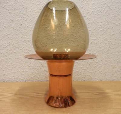 Candelabro años 60 70 cobre martillado vidrio tintado luz de viento Foto 1 de 4