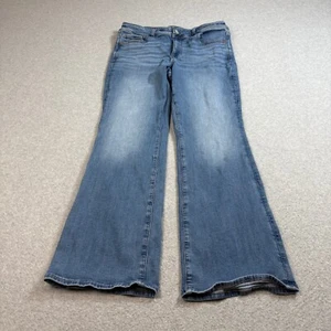 American Eagle Jeans Woman 12 Short Blue Kick Boot Bootcut Pant Whisker Stretch - Picture 1 of 10