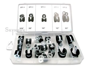 18-pc Rubber Insulated Brake Line Fuel Line Band Clamps 1/4" To 5/8" Assortments - Picture 1 of 1