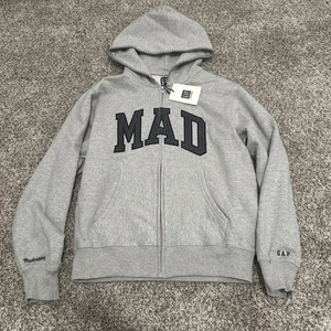 Gap x MadHappy Mad Logo grauer Kapuzenpullover mit Reißverschluss Herren Größe XS neu mit Etikett - Bild 1 von 9