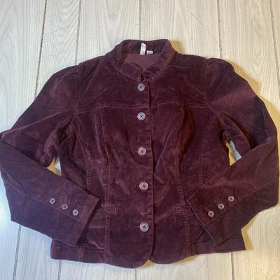St Johns Bay Womens Med Stretch Corduroy Jacket Lightweight Unlined Plum Blazer - Image 1 of 4