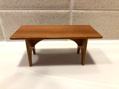 Dollhouse Miniature Handmade Wooden Table/Bench 3 1/2"L x 1 1/2"W x 1 1/2"H 1:12 - Image 1 of 4