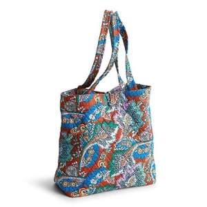 Vera Bradley Premium Cotton Original Tote Flowers & Feathers NWT - Picture 1 of 3