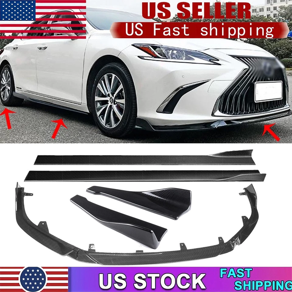 For Lexus ES ES300 ES350 18-25 Front Rear Lip Splitter Side Skirt Carbon Look - Image 1 of 4