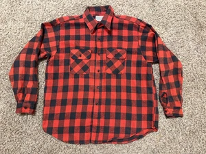 Vtg Five Brother Red Black Buffalo Plaid Button Down Flannel Shirt Men's XL USA - Picture 1 of 11