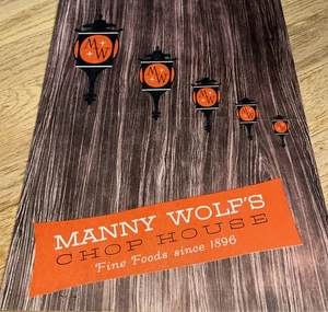 Vintage MANNY WOLF'S CHOP HOUSE Menu 49th and 3rd, NEW YORK CITY - Picture 1 of 9