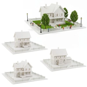 Evemodel N Scale Model Dwelling House Fence Base Kit Not-built Building - Picture 1 of 12